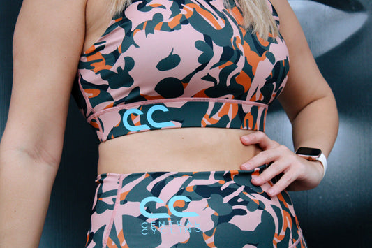 Peach Hues Printed Activewear Sports Bra